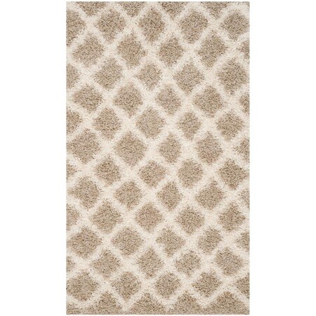 Safavieh 4 x 6 ft. Dallas Shag Rectangle Machine Made Rug Beige & Ivory SGDS258D-4